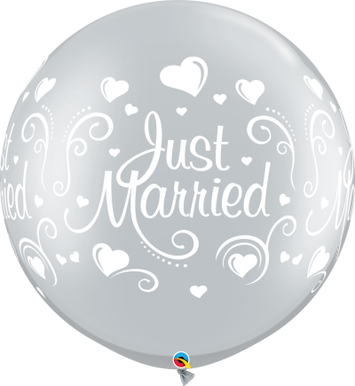 just Married Hearts silver 30 inch